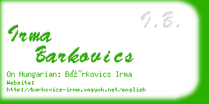 irma barkovics business card